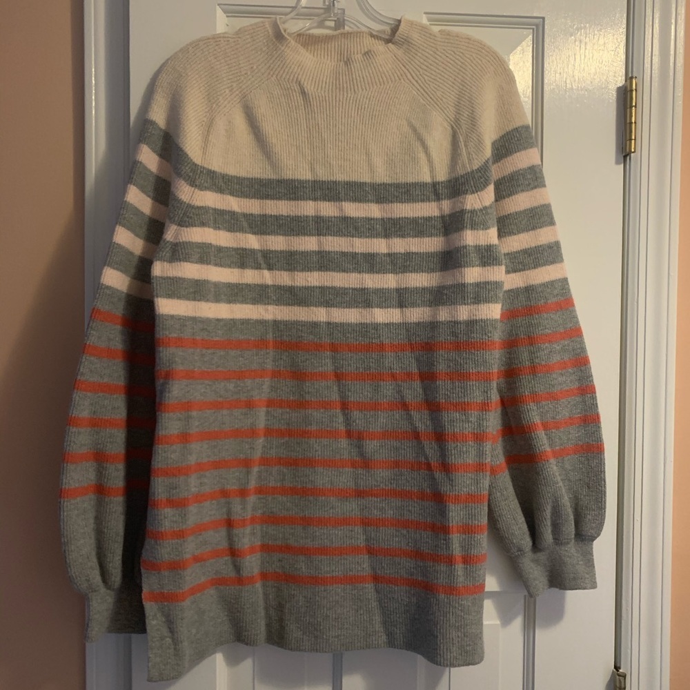 NWOT! Loft Ballon Sleeve Stripe Sweater